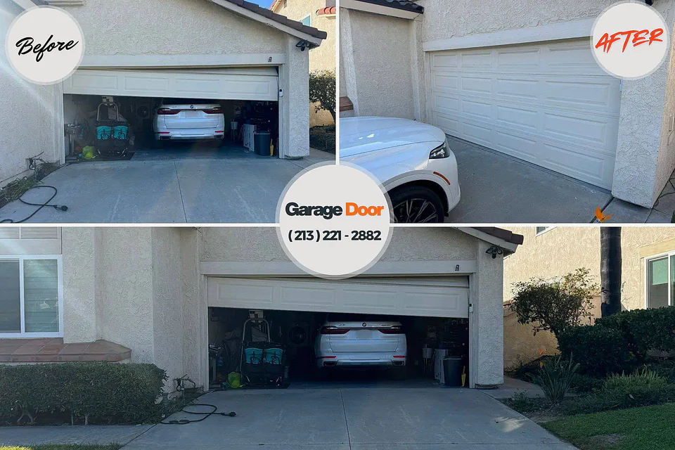 Before and after: garage door repair Owensville, IN